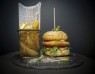 Chicken Burger cu cartofi prăjiți scobiti in coaja