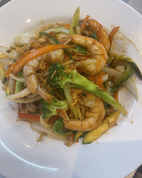 27d .Udon Nudeln mit Garnelen 