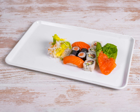 610. Lachs Sashimi und Sushi Box (14 Stück)