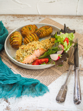 Losos, kukuřice s paprikou a bylinkami
