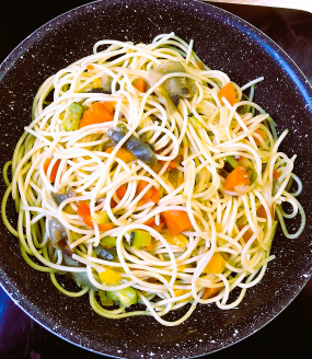 Poêlée de pâtes aux légumes