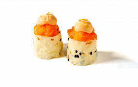 97 Gunkan de Salmón y Soja Picante, 2 Piezas