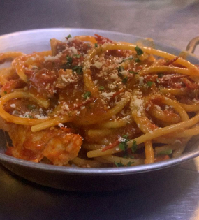 Bucatino con Coniglio alla Cacciatora