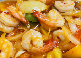 12- Crevettes à la sauce Piquante