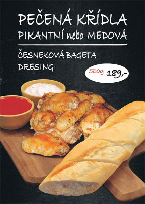Pečená krídla pikantní nebo medová 500g