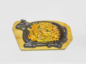 222 Udon piastra con gamberi uovo e verdure miste