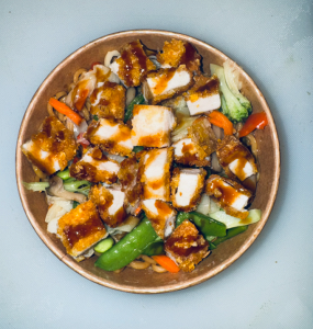 Soba poulet légumes
