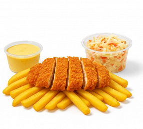 Chicken & Pommes mit Cole Slaw