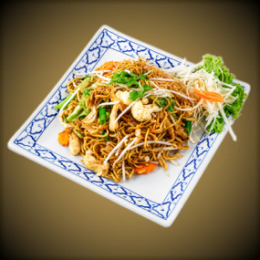104. Phad Ba Mie (ผัดบะหมี่ ไก, หมู เนื้อ)