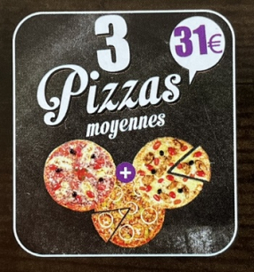 3 Pizzas Moyennes 