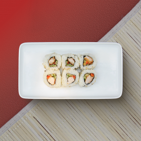 MAC7. MAKI CALIFORNIA POULET RÔTI CONCOMBRE POIVRON ROUGE