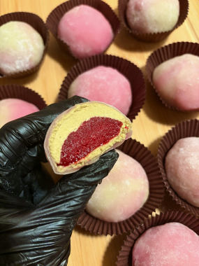 Mochi lampone-pistacchio (fatti a mano)