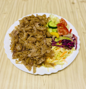 19. VELKÝ TALÍŘ KEBAB(kebab maso, ledový salát, zelí,rajčata,okurky,paprika,cibule,dresing s tureckým chlebem) 