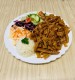 45. MALÝ TALÍŘ KEBAB S RÝŽÍ (kebab maso,ledový salát,okurky,rajčata,paprika,cibule,zelí,rýže,dresing,turecký chleb)