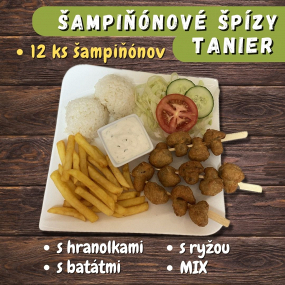 Šampiňónové špízy tanier