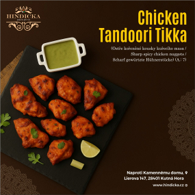 19. Chicken Tandoori Tikka (4 pcs boneless)