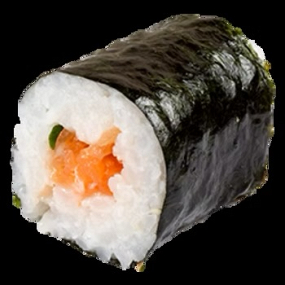 Maki saumon , sauce spicy , ciboulette