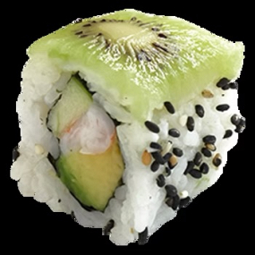 Fusion Rolls crevette , pomme , avocat , enroulés de kiwi , sésame grillé