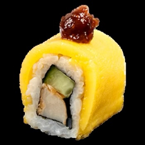 Fusion Rolls poulet , sauce spicy , concombre , enroulés de mangue