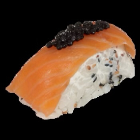 Sushi saumon fumé , cheese , sésame , œufs de hareng fumé