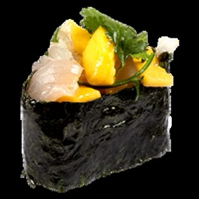 Gunkan tartare de daurade , mangue , zeste de citron vert