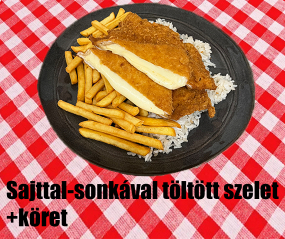 Sajttal töltött szelet + köret