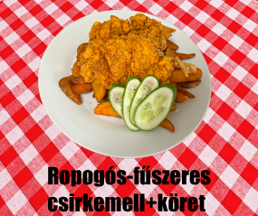 Ropogós-fűszeres csirkemell + köret