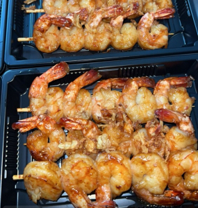3 brochettes crevettes