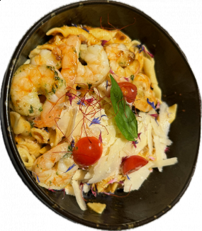 GARGANELLI scampis crème d'ail 