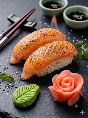 Nigiri somon flambat 2 buc