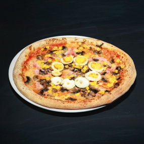 14. Pizza šunka, vajce, šampiňóny