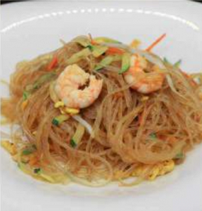 252/ Spaghetti di soia con  gamberi* e verdure