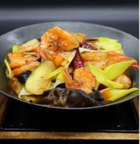 313/ Piccola padella fai da te  con gamberi