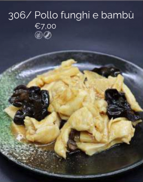 306/ Pollo funghi e bambù