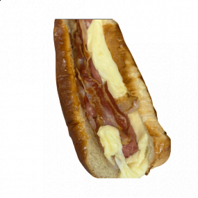 Double hot dog sa špekom i sirom 