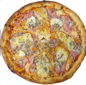 34. Pizza Quattro formaggi so šunkou (1,7)