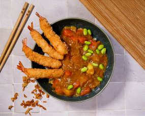 Curry tempura (crevettes panées)