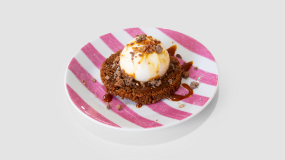 BURRATINA CROUSTILLANTE, CARAMEL BEURRE SALE ET SES ECLATS DE DAIM