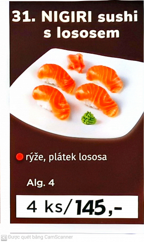 31. Nigiri sushi s lososem 4ks