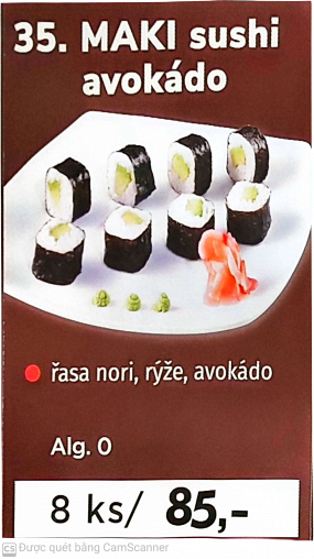 35. Maki sushi avokádo 8ks