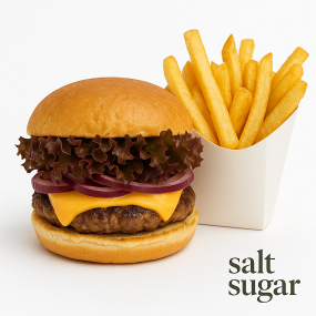 Cheese Burger mit Pommes