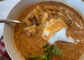 Zsenge kapros zöldbab leves Füstölt sonkával