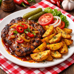 Vaj puha sertés tarja lassan sütve  lecsósan 