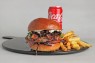 Single Kebab Burger + hranolky, omáčka, plechovka dle výběru 