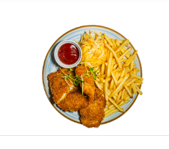 Filet z kurczaka w panko (frytki, surówka) 