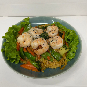 Nouilles sautées crevettes légumes