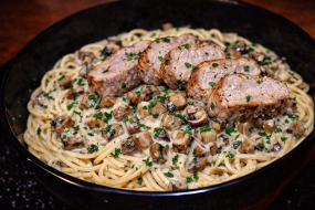 Špagety s hříbky a panenkou