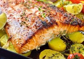 Platou Pastrav la Cuptor cu Legume Sote