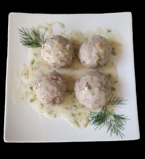 1.Pulpety w sosie koperkowym + Zupa jarzynowa 