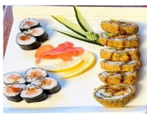 B1. Smažené sushi 6ks + Hosomaki losos 8ks